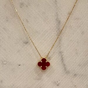 18K Real Gold clover necklace